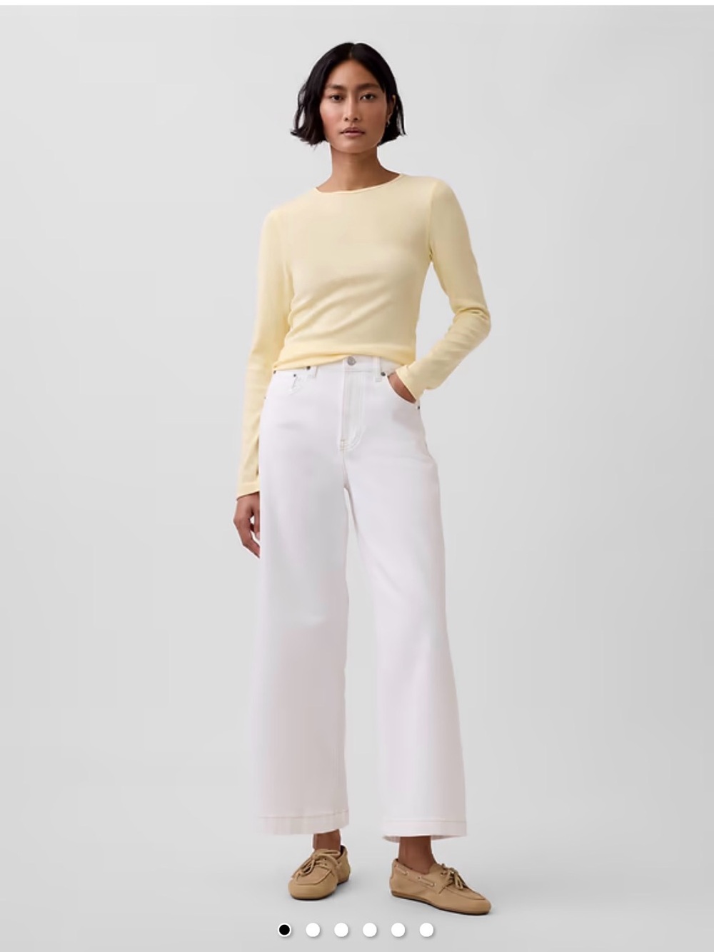 GAP White High Rise Stride Wide-Leg Ankle Jeans